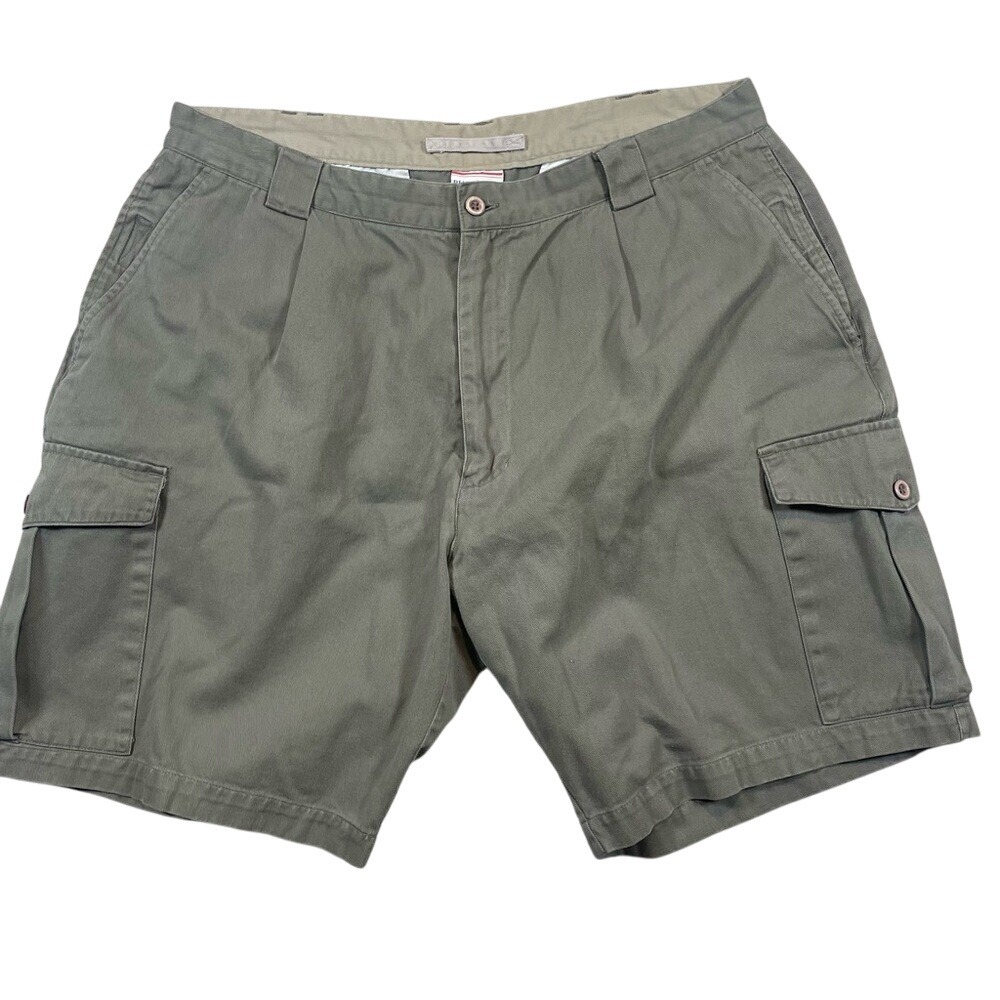 Bugle Boy Company Mens‎ Cargo Cotton Shorts Olive Green Size 38 Pleated Outdoor